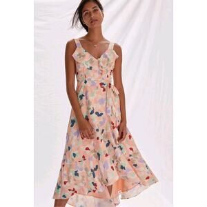 Anthropologie Hutch Maxi Dress Garden Party Printed Wrap Size XS NWT